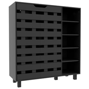 Shoe Cabinet, 21 Pair Shoe Storage Cabinet Organizer with 5-tier Double Door Cupboard and 5-tier Open