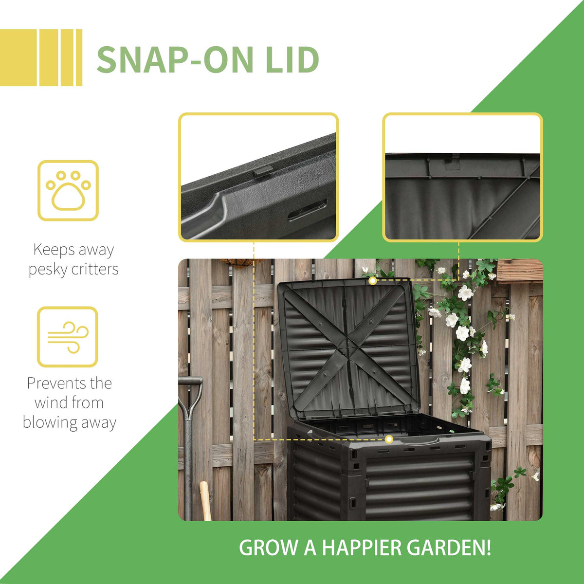 Garden Compost Bin Large Outdoor Compost Container 80 Gallon Fast Creation of Fertile Soil Aerating Compost – view 20