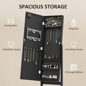 Free Standing Armoire Organizer, Lighted Mirrored Jewelry Cabinet w/ Angle Adjustable & 16 LED Lights Warm – view 24