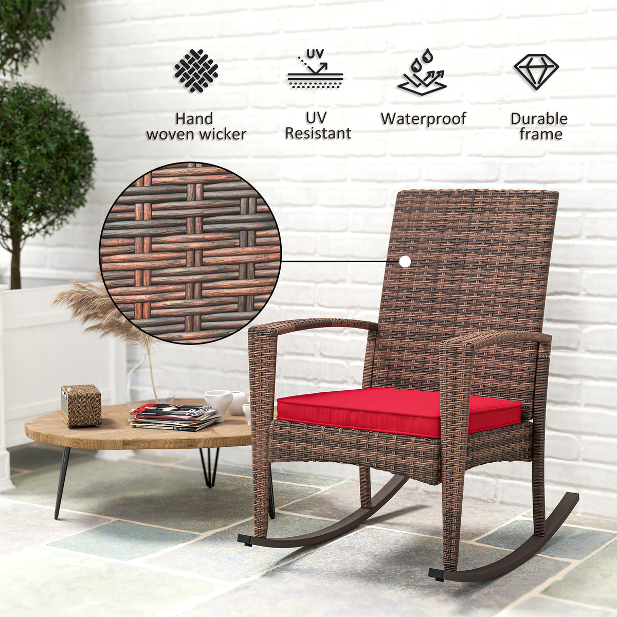 Outdoor PE Rattan Rocking Chair, Garden Glider Rocking Chair – view 4