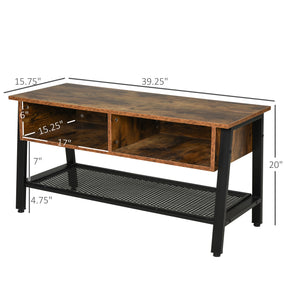 Industrial TV Stand, TV Console Table for TV up to 45'' Flat Screen, Entertainment Center for Living Room, Bedroom, Rustic Brown