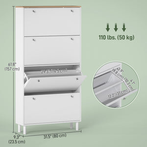 Narrow Shoe Cabinet with 4 Flip Drawers, Shoe Storage Cabinet with Adjustable Shelves, Holds 24–32 Pairs – view 9