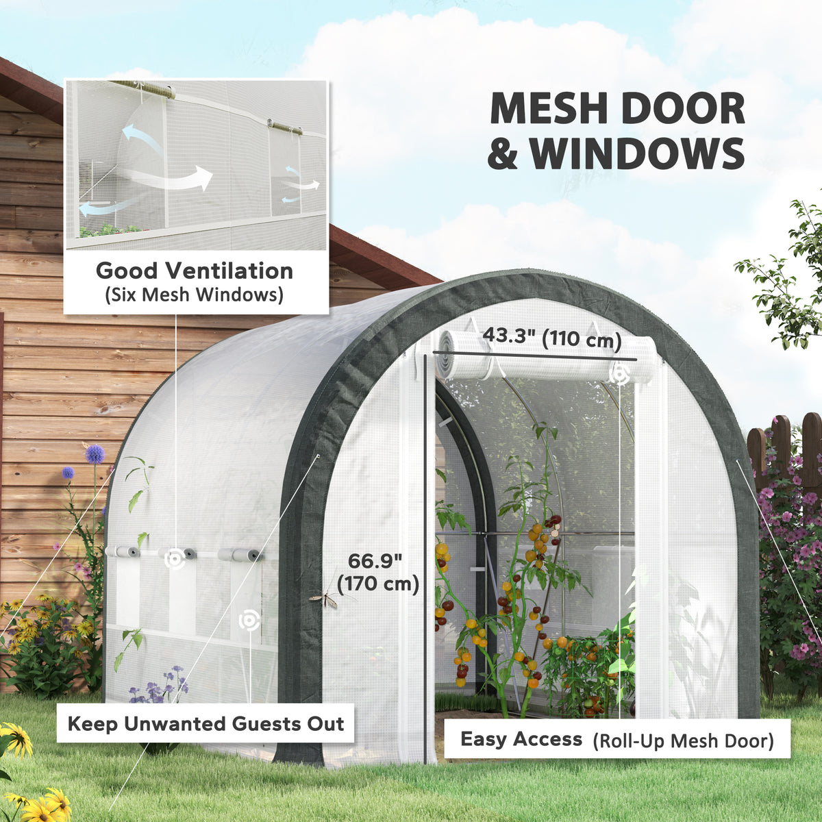 19.5' x 10' x 6.5' Upgraded Tunnel Greenhouse Green House with Mesh Door and Windows – view 10