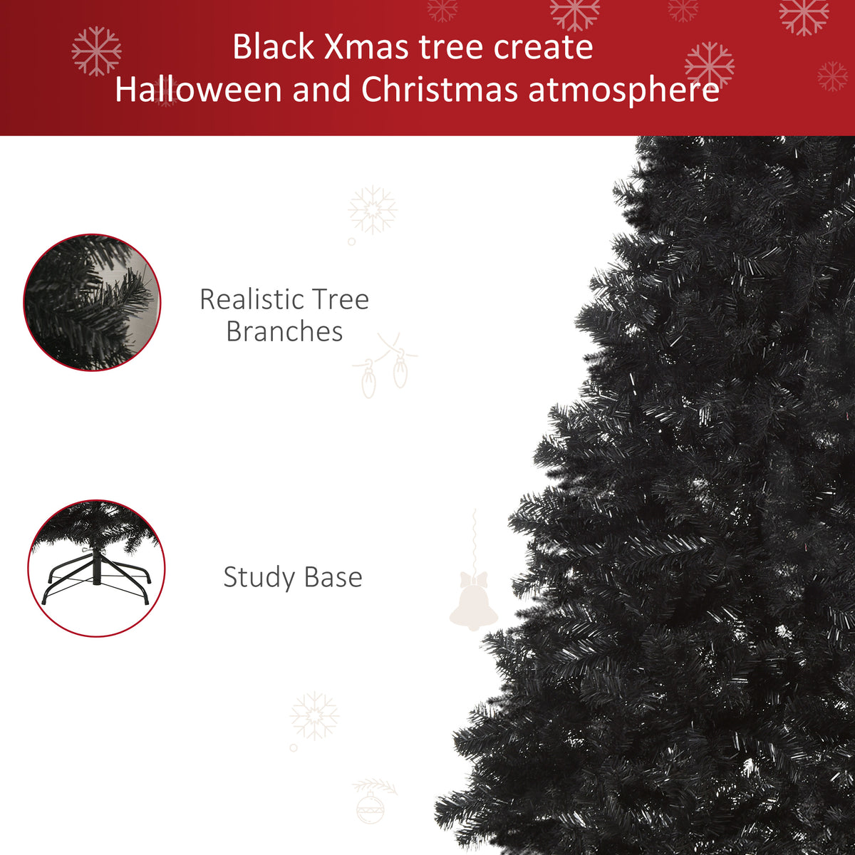7ft Artificial Christmas Tree Holiday Home Indoor Decoration with Automatic Open, Black