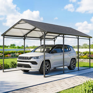 10 x 15ft Metal Carport, Heavy-Duty Carport Canopy with Reinforced Steel Frame & Roof, All-Weather Protection