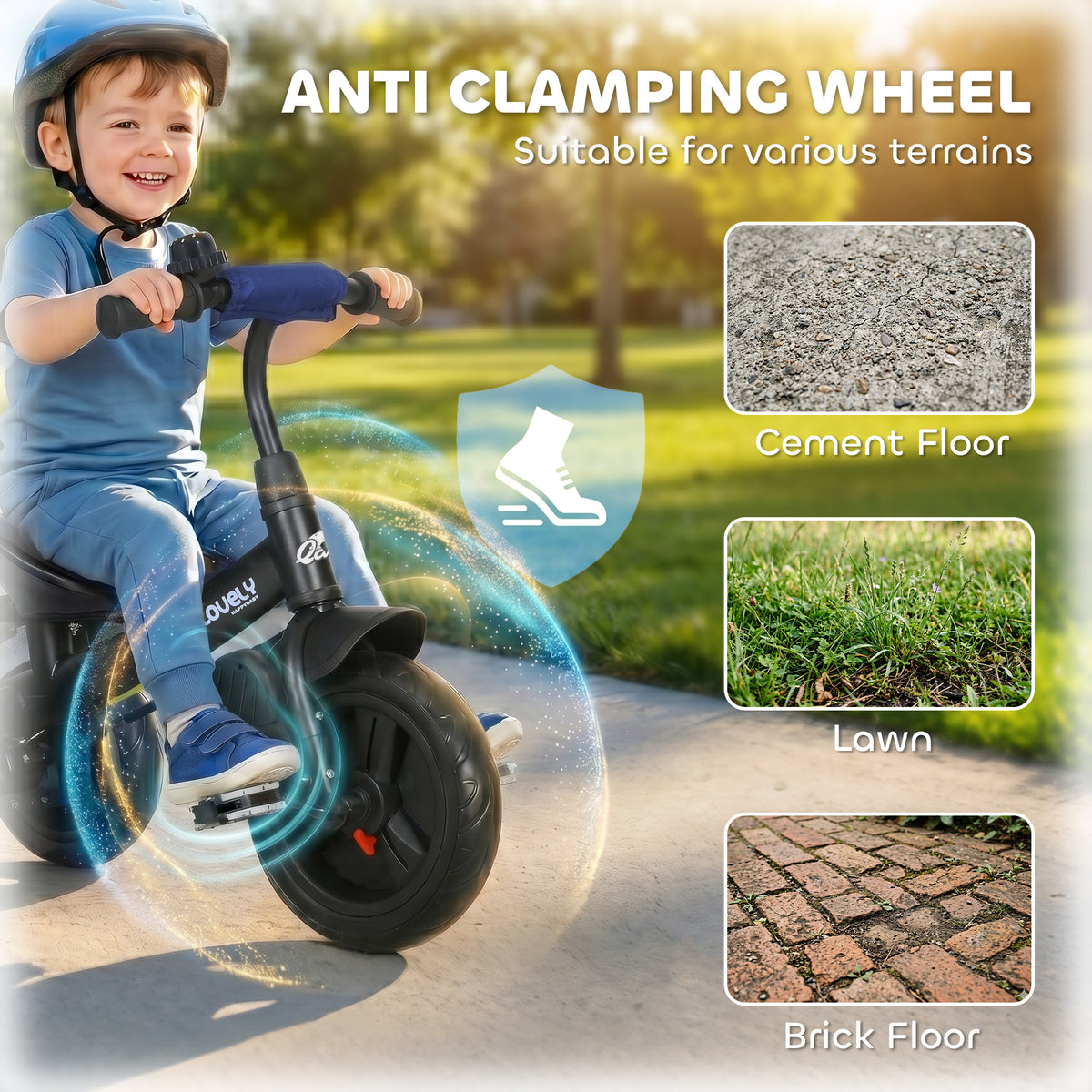 Qaba 6 in 1 Tricycle for Toddler 1-5 Years with Parent-Push Handle, Dark