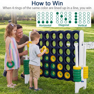 Jumbo 4-to-Score Game Set for Kids and Adults 3.5FT Tall by 4FT Wide Oversized Family Fun Game-Black view 6