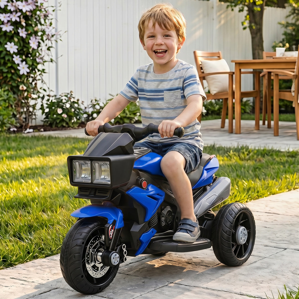 Aosom Kids Electric Pedal Motorcycle Ride-On Toy 6V Battery Powered w/ Music Horn Headlights Motorbike for Girls Boy