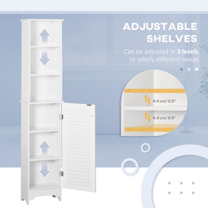 Tall Bathroom Storage Cabinet, Freestanding Linen Tower with 3-Tier Open Adjustable Shelf, White – view 4