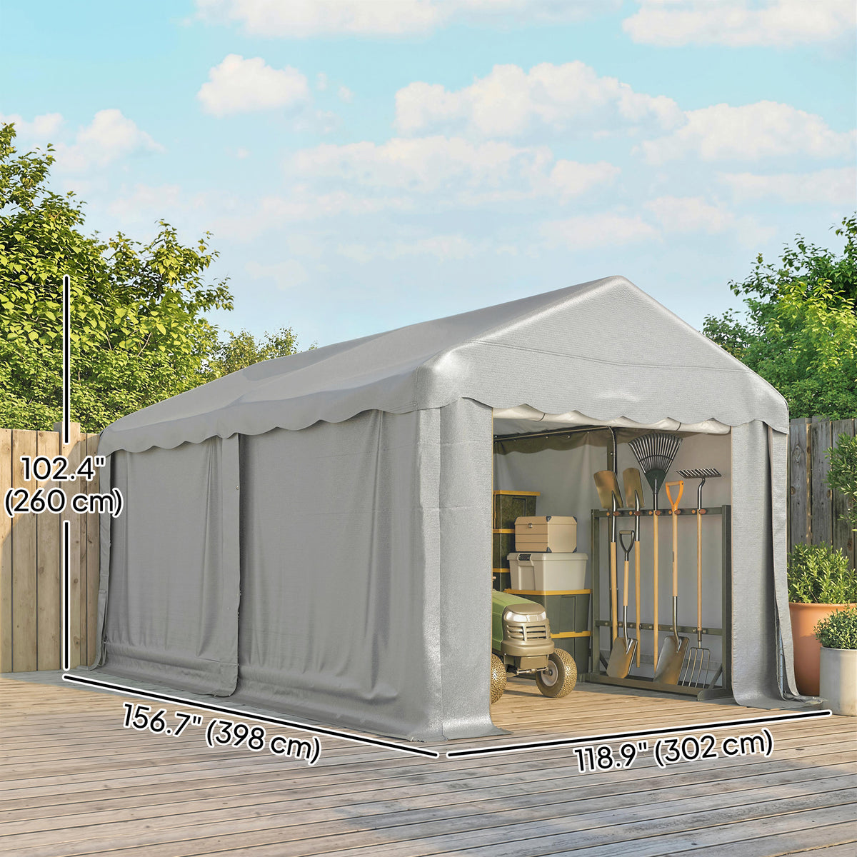 20' x 10' Portable Shed, Outdoor Storage Shed Tent with Roll-up Zipper Door and Removable Sidewalls – view 9