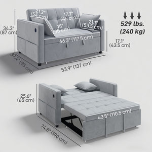 3‑in‑1 Convertible Sofa Bed, Pull Out Sleeper Sofa with USB Charging, Adjustable Backrest, Side Pockets – view 16