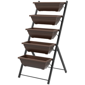 5-Tier Raised Garden Bed with 5 Planter Box, Outdoor Plant Stand Grow Containers with Leaking Holes, Black – view 8