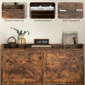 Narrow Shoe Storage Cabinet with 4 Flip Drawers, Adjustable Shelves, 16 Pair Farmhouse Shoe Cabinet – view 6