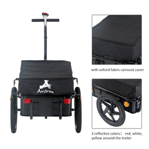 Aosom Bicycle Cargo Trailer 16 inch Air Wheel Wagon Trailer with Suitcase Large Capacity Enclosed Stroller Wagon - Black