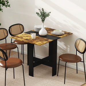 Drop Leaf Dining Table Wood Folding Table Multi-Use Side Table Dining Desk Space Saving Table, White/Oak