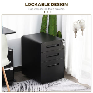 Lockable File Cabinet, Steel Filing Cabinet on Wheels for Legal, A4, Letter Size, Home Office