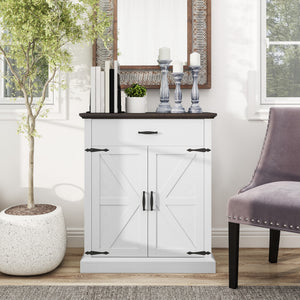30" Buffet Cabinet, Farmhouse Sideboard with 1.2" Thick Top, 2 Barn Doors, Drawer and Adjustable Shelf – view 7