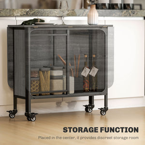 Folding Dining Table, Extendable Kitchen Table for Small Spaces with Storage Shelf and 6 Wheels – view 4