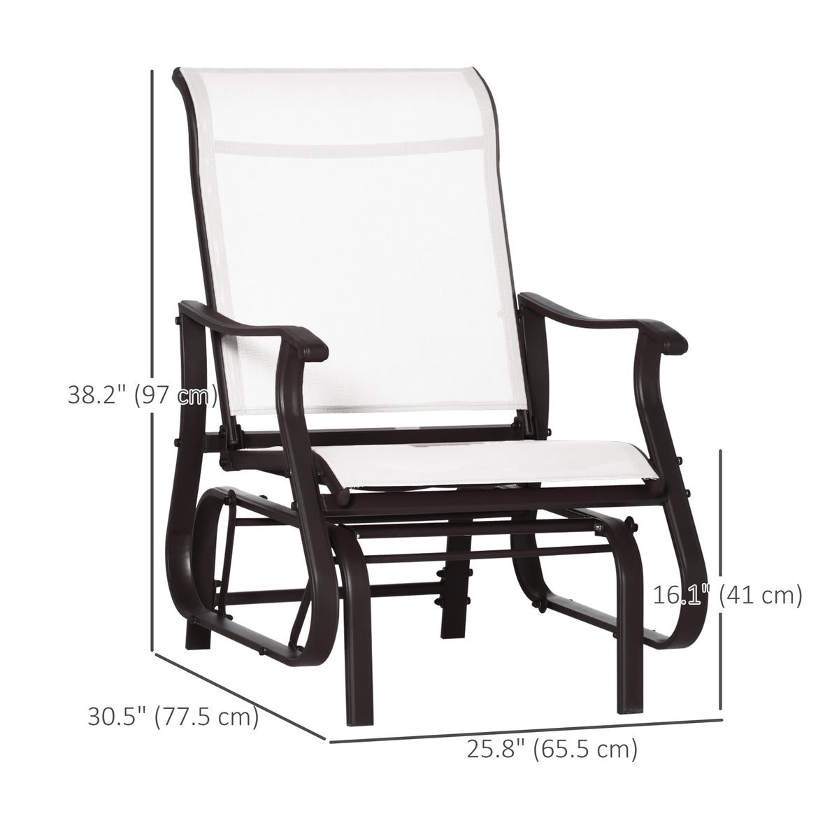 Outdoor Glider Chair, Patio Glider with Steel Frame and Mesh Fabric, Outdoor Chair for Backyard, Garden – view 9