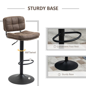 Bar Stools Set of 2, Swivel Counter Height Barstools with Adjustable Height, Back and Footrest, PU Leather Bar Chairs
