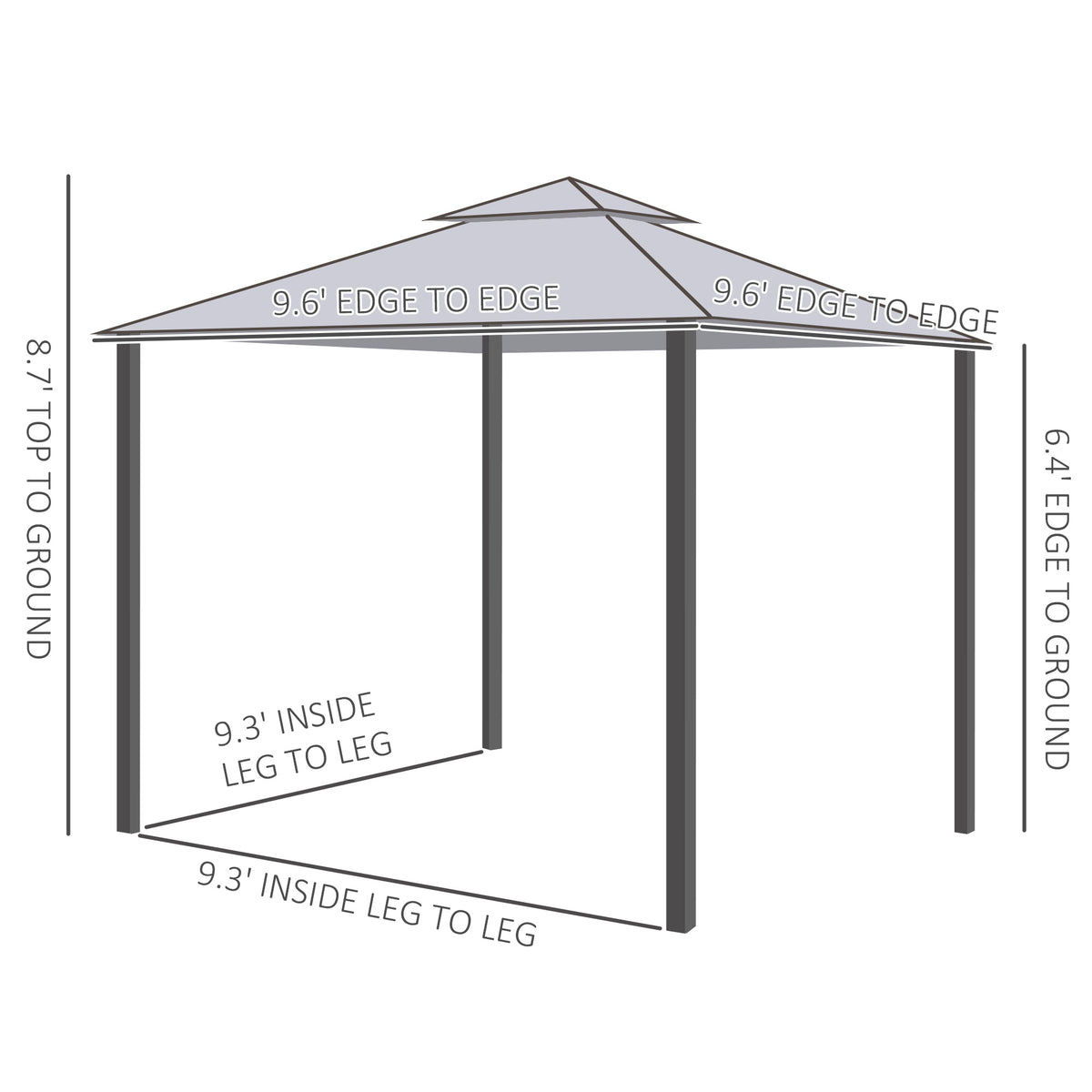 10' x 10' Patio Gazebo Pavilion, 2-Tier Roof Canopy Outdoor Event Party Tent with Steel Frame for Garden – view 16