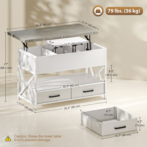 Modern Coffee Table, Lift Top Center Table with Fabric Drawers and Hidden Storage for Living Room – view 9