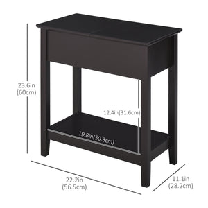 End Side Table in Flip Top Design with Cabinet and Bottom Shelf, Storage Furniture Decoration for Bedroom Living Room Office, Dark Coffee