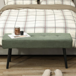 39" Upholstered Ottoman Bench, Corduroy Entryway Bedroom Bench with Padded Seat and Steel Legs for Bedroom – view 13