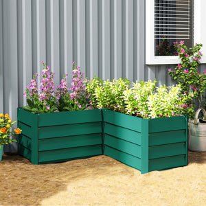 45" x 45" x 17" L-Shaped Galvanized Steel Raised Garden Bed for Vegetables, Flowers, Herbs, Green