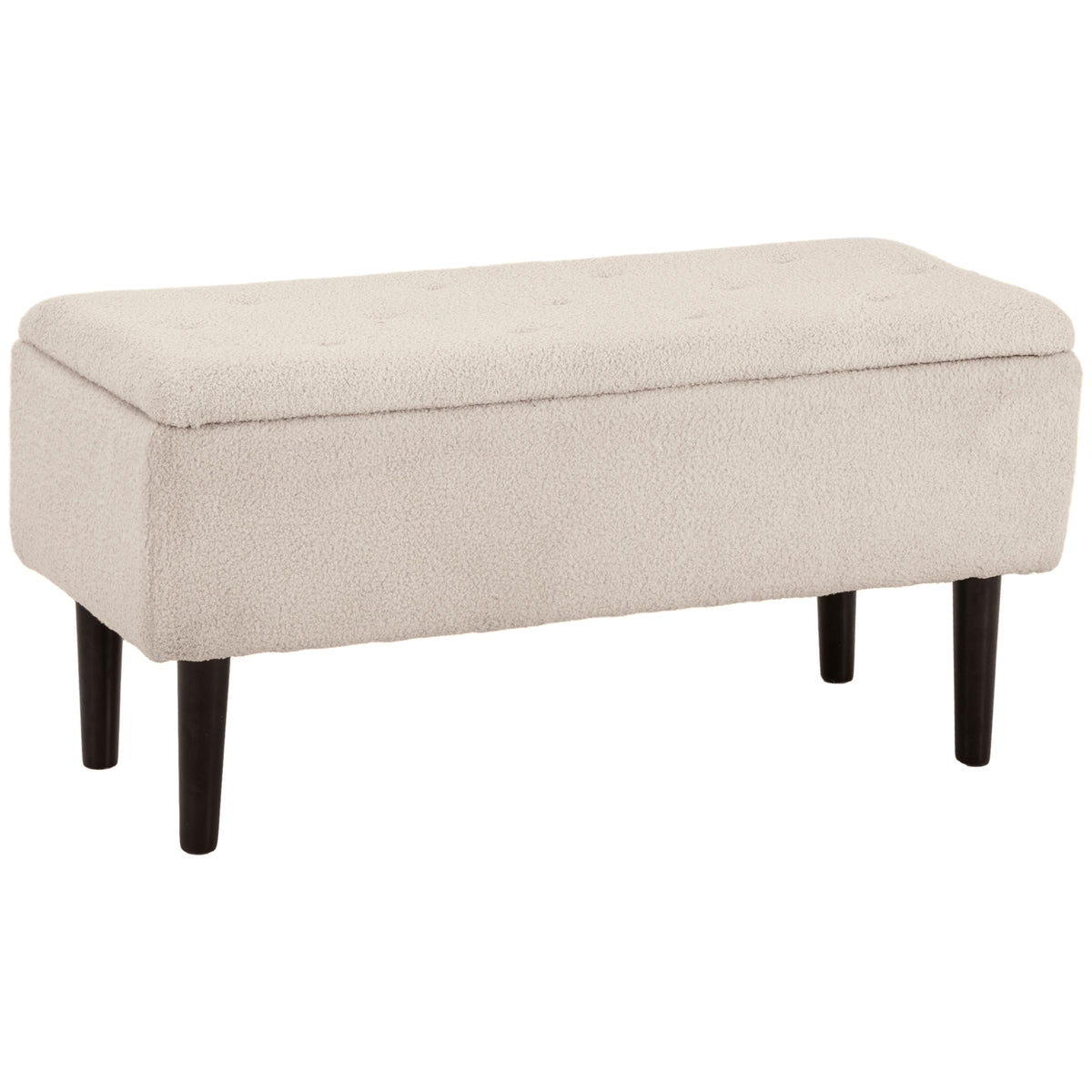 Modern Storage Bench, Ottoman with Storage and Lamb's Wool Upholstery for Living Room, Bedroom, Black – view 8