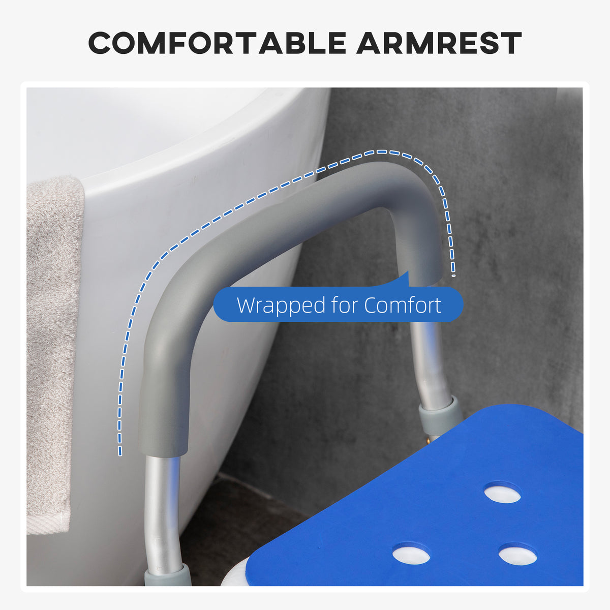 Adjustable Shower Chair with Arms and Back, Bath Chair with Regular Seat – view 5