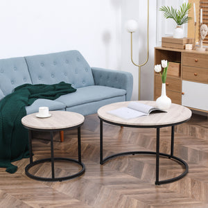 Nesting Tables, 29" Round Coffee Table Set of 2, Modern Side Tables for Living Room with Metal Base – view 14