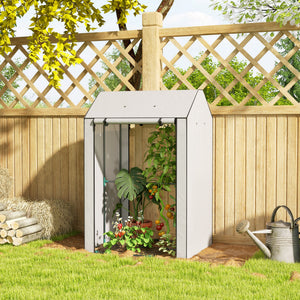 Mini Greenhouse with 4 Wire Shelves, Portable Tomato Greenhouse with Roll Up Door, 39.4" x 31.5" x 59.1", White