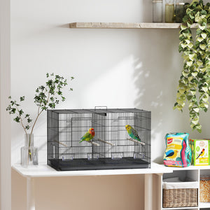 18" H Bird Cage, Large Parakeet Cage for Budgie, Lovebird, Canary, Finches with Divider, Black – view 7