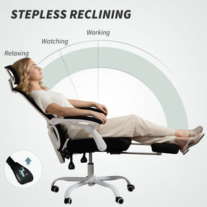 Ergonomic Office Chair, Mesh Reclining Desk Chair with Adjustable Lumbar Support, Headrest, Beige – view 13