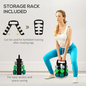 Soozier 40 LBS Hex Dumbbell Set with Vertical Rack, Adjustable Dumbbells, Hand Weights for Home Gym Strength Training, Green