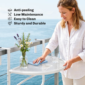 Adjustable Balcony Hanging Railing Table, Metal Mounting Mini Wall Desk Storage Rack – view 13