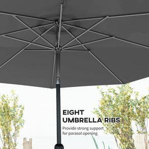 10' x 8' Round Market Umbrella, Patio Umbrella with Crank Handle and Tilt, Outdoor Parasol for Garden, Blue – view 21
