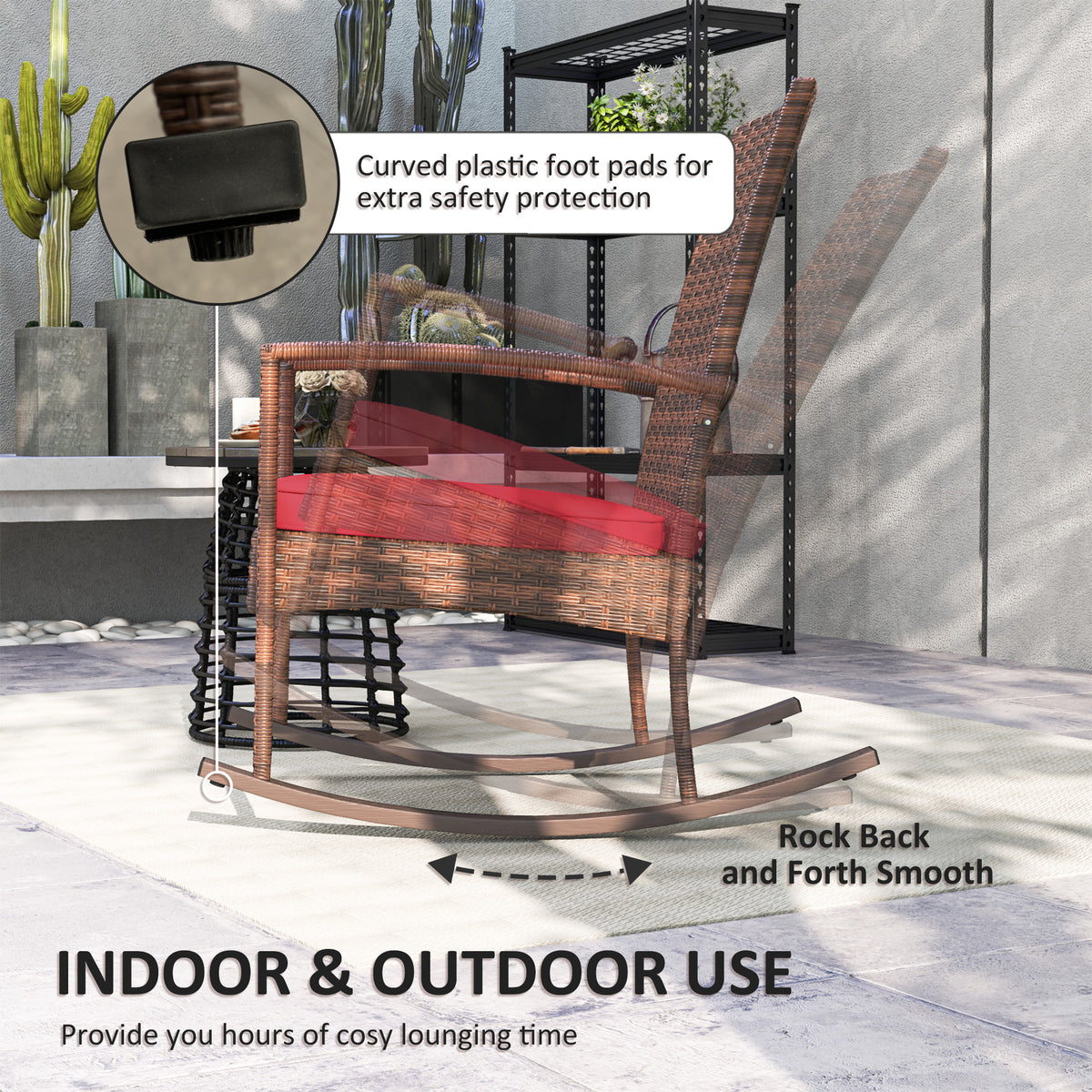 Outdoor PE Rattan Rocking Chair, Garden Glider Rocking Chair – view 7