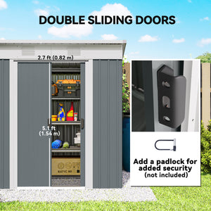6' x 4' Outdoor Storage Shed, Metal Garden Tool Storage House Organizer with Lockable Sliding Doors and – view 53