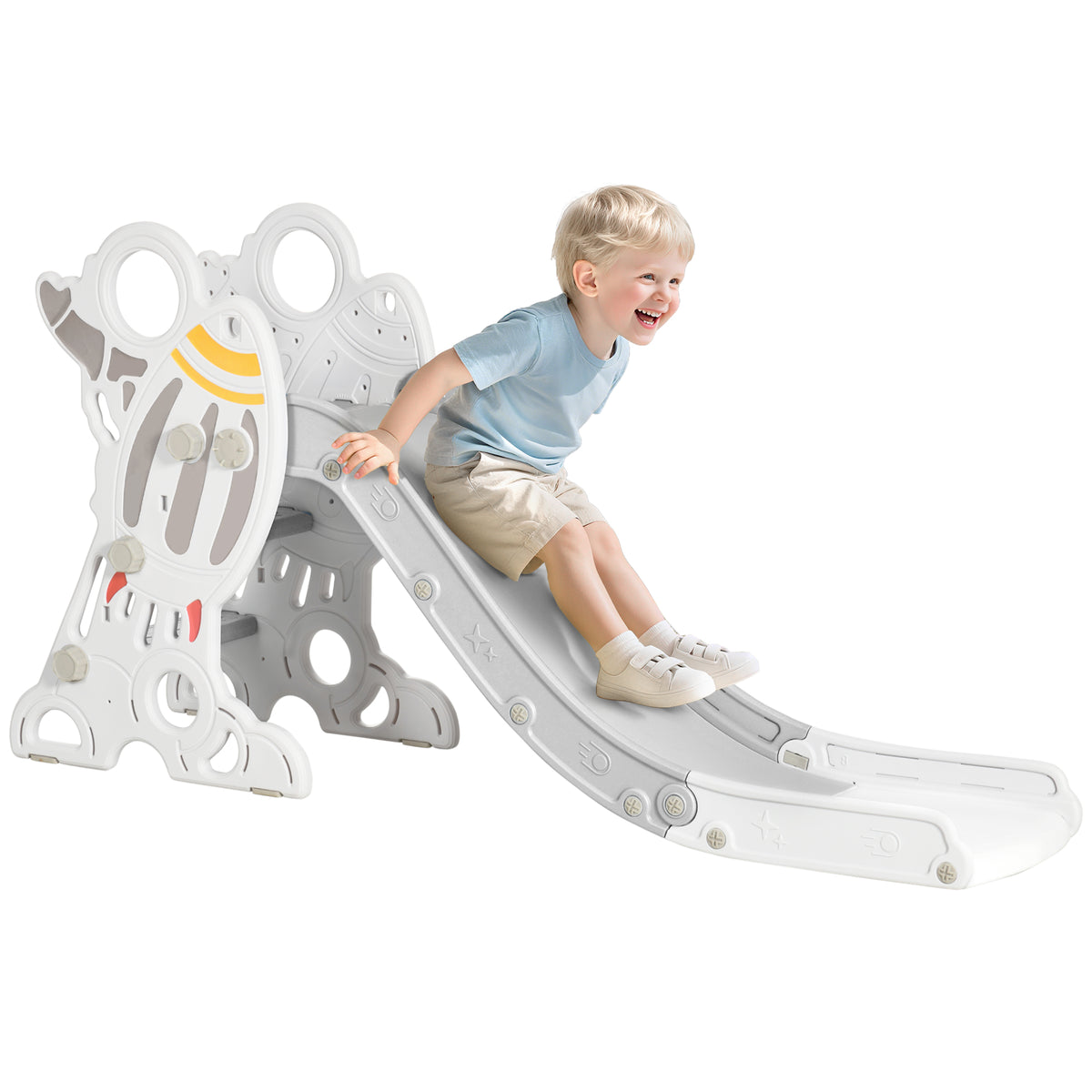 Qaba Toddler Slide Indoor for Kids 1.5-3 Years Old, Space Theme Climber Slide Playset