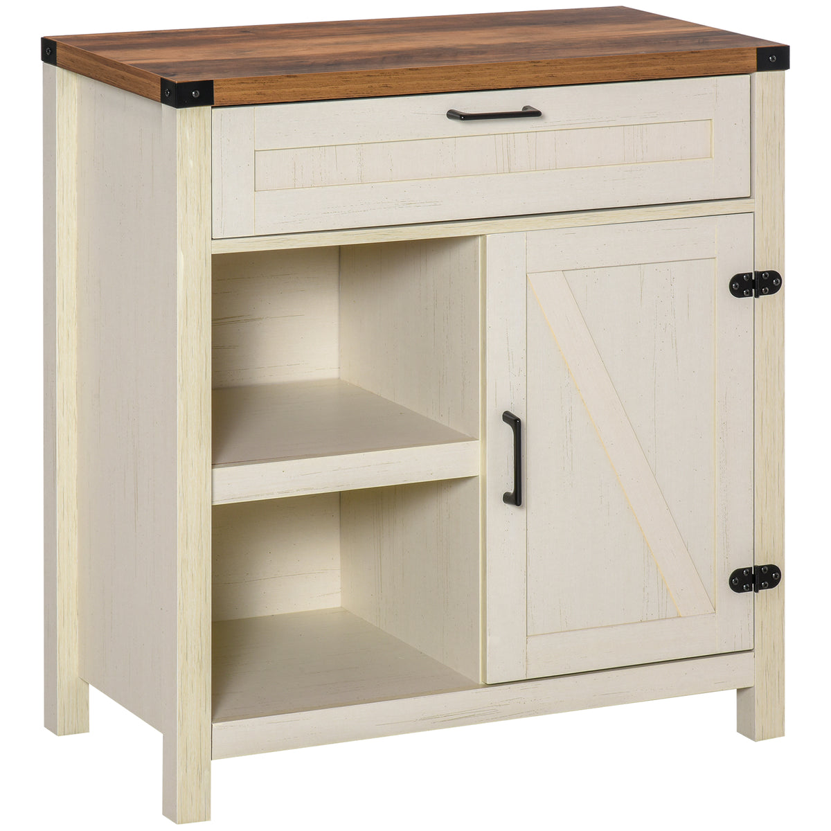 Rustic Barn Door Storage Cabinet Modern Farmhouse Buffet Sideboard for Kitchen & Dining Room Dark Oak – view 15
