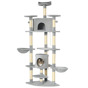 79" Scratching Kitten Tree Condo Kitten Scratch Activity Center Toys Light Grey