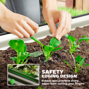 5' x 3' x 1' Large Outdoor Planter Box, Galvanized Raised Garden Bed with Metal Plant Stake, Black