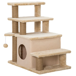 Cat Stairs Pet Steps for Couch Bed with Scratching Posts Condo Ball Toy, 23.6" x 15.7" x 26", Grey – view 8