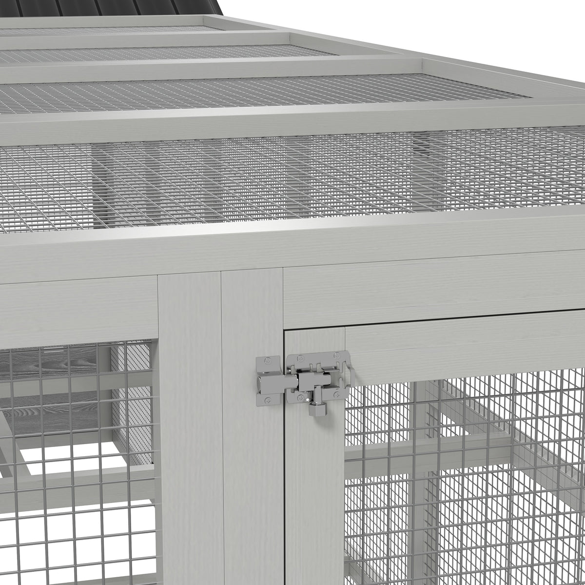 142" Outdoor Wooden Chicken Coop with Run, Ramps, Perches, Storage, Combinable Design for 6 - 10 Chickens, Grey