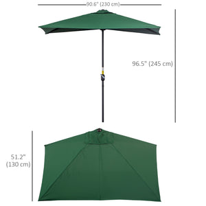 8ft Half Umbrella Outdoor Balcony Parasol Patio Garden Outdoor Window Sun Shade w/ 5 Ribs Beige – view 16