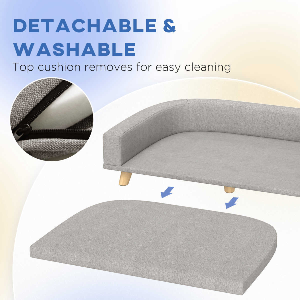 Dog Sofa for Large Dogs with Washable Cover, Anti-slip Foot Pads, Dark Grey – view 11