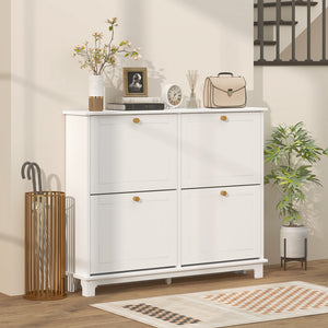 Modern Shoe Storage Cabinet, Narrow Shoe Cabinet with 4 Flip Drawers, Adjustable Shelves – view 13