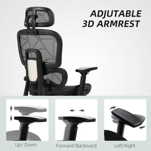 Mesh Office Chair with 3D Armrest, High Back Desk Chair with Lumbar Support, 135° Reclining – view 6